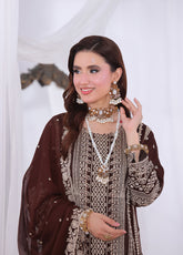 Impressions By Schick Embroidered Chiffon 3 Piece Semi Stitched Suit SDH25ILC HE-02